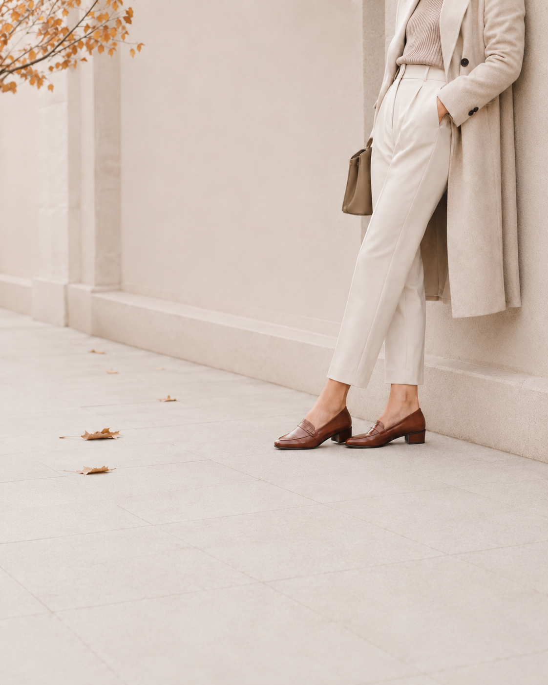 estilo otoñal en tonos beige