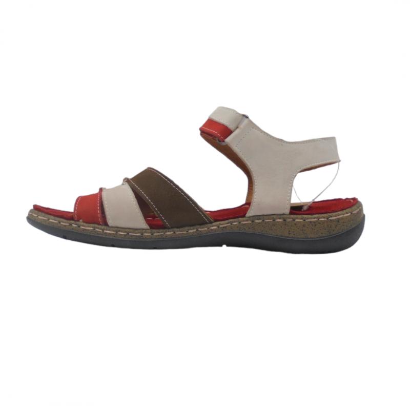 ERASE 100-102 SANDALIA MUJER PLANA CASUAL VELCRO ROJO MULTICOLOR