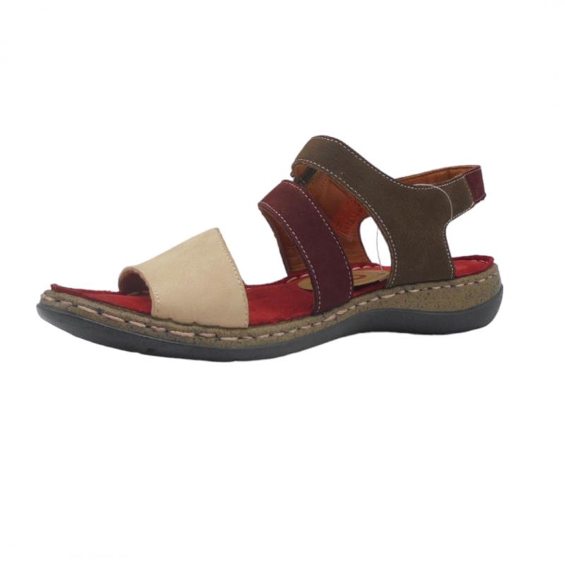 ERASE 100-103 SANDALIA MUJER PLANA CASUAL VELCRO BURDEOS MULTICOLOR