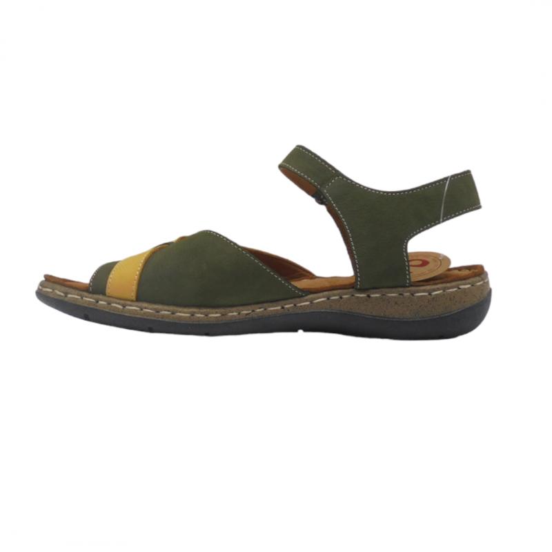 ERASE 100-106 SANDALIA MUJER PLANA CASUAL VELCRO KAKI MULTICOLOR