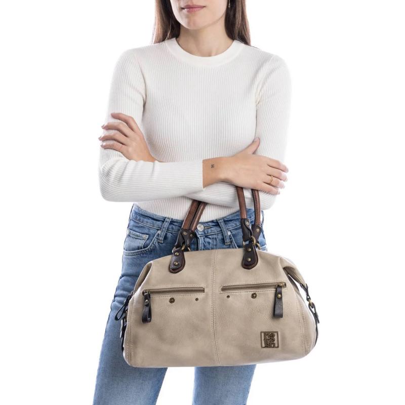 BOLSO DE MUJER REFRESH 18321702 BEIGE BANDOLERA Y BOLSILLOS  DELANTEROS