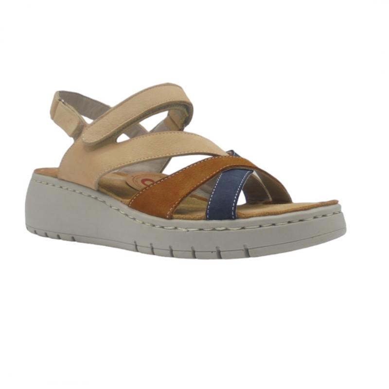 ERASE 200-01 SANDALIA MUJER CUNA CASUAL VELCRO BEIGE MULTICOLOR