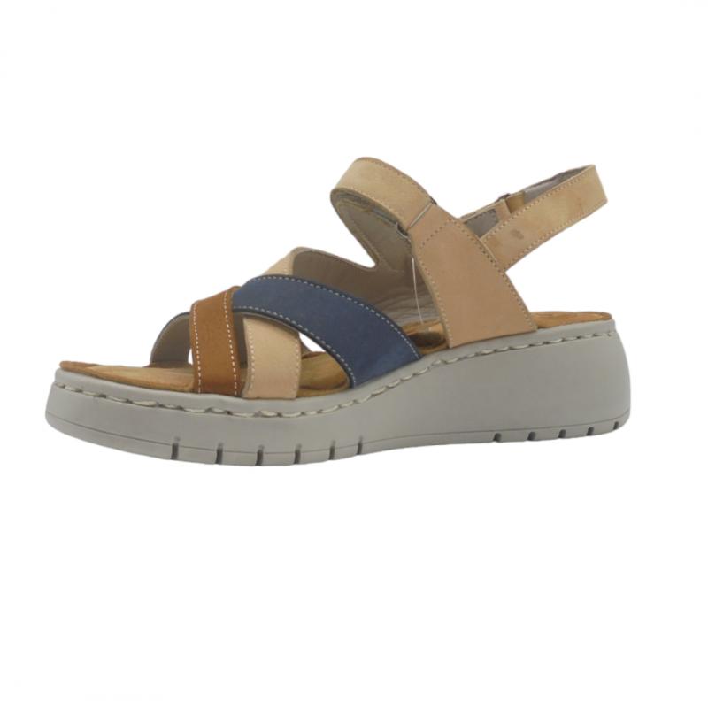 ERASE 200-01 SANDALIA MUJER CUNA CASUAL VELCRO BEIGE MULTICOLOR