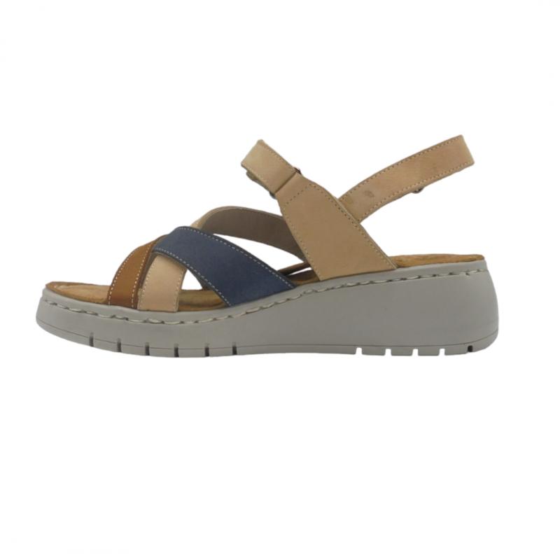 ERASE 200-01 SANDALIA MUJER CUNA CASUAL VELCRO BEIGE MULTICOLOR