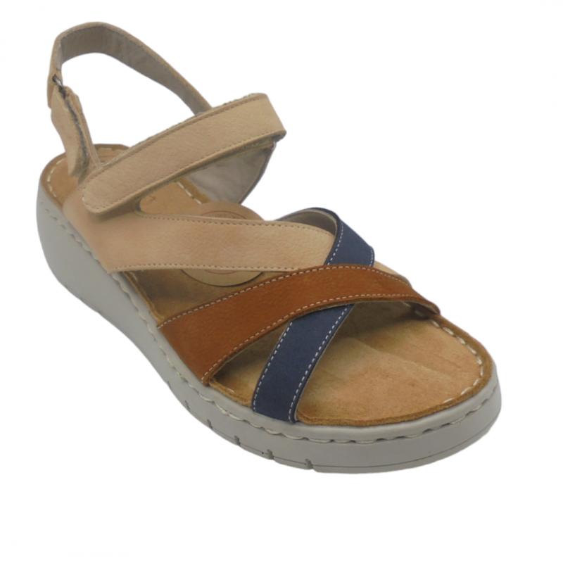 ERASE 200-01 SANDALIA MUJER CUNA CASUAL VELCRO BEIGE MULTICOLOR