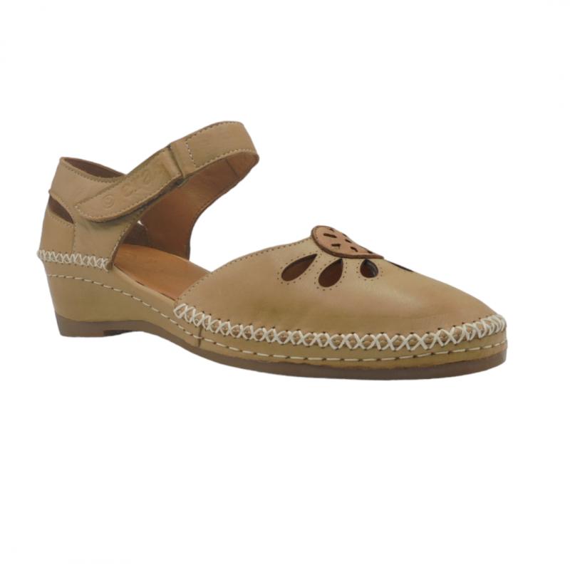 ERASE 383-175 SANDALIA PUNTERA Y TALON CERRADO CIERRE VELCRO BEIGE