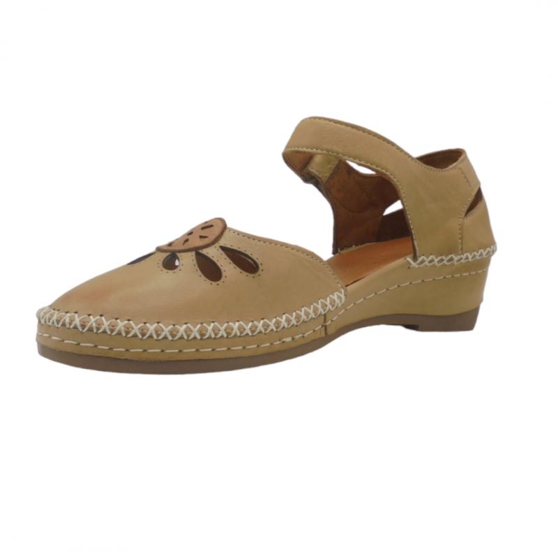 ERASE 383-175 SANDALIA PUNTERA Y TALON CERRADO CIERRE VELCRO BEIGE