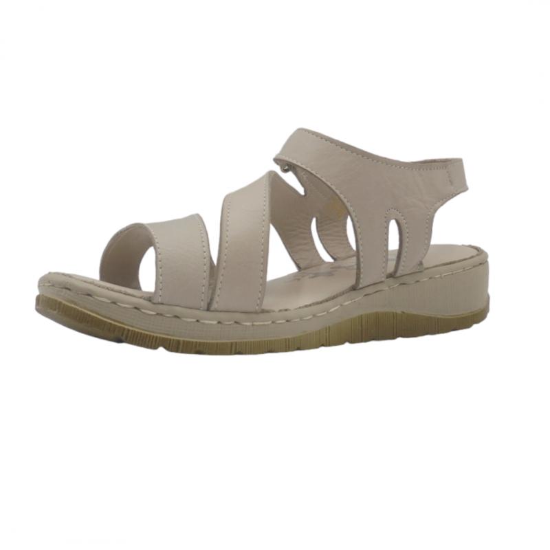 48 HORAS SANDALIA PLANA PIEL COMODA TIERRA BEIGE