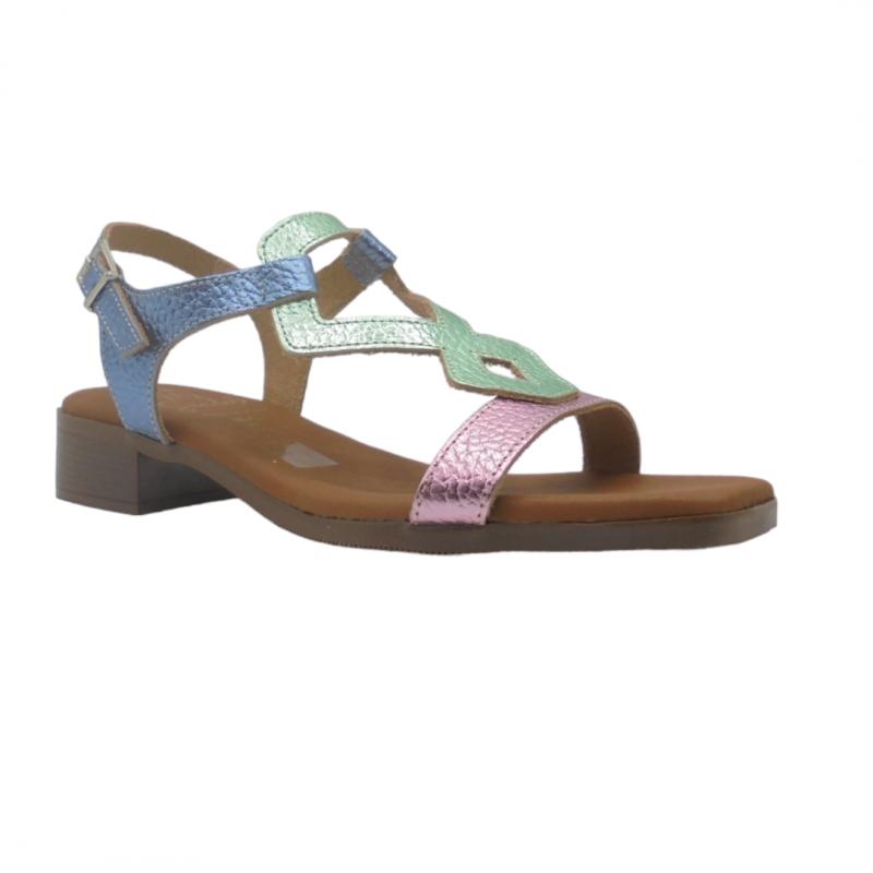 OH! MY SANDALS SANDALIA MUJER PLANA MODELO 5345 AZUL COMBINADO