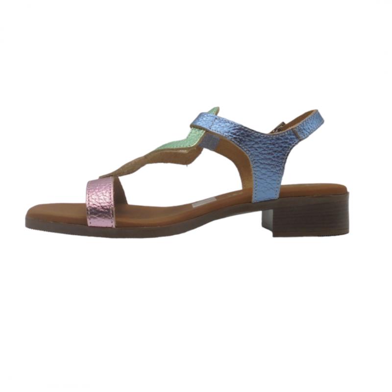 OH! MY SANDALS SANDALIA MUJER PLANA MODELO 5345 AZUL COMBINADO