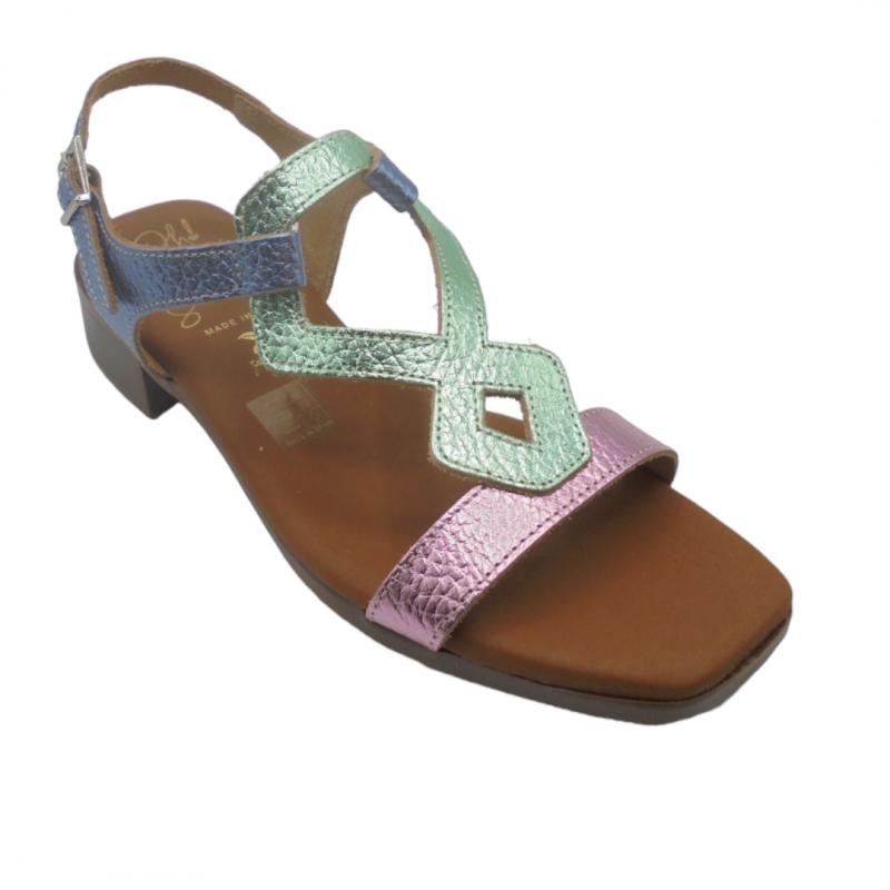 OH! MY SANDALS SANDALIA MUJER PLANA MODELO 5345 AZUL COMBINADO