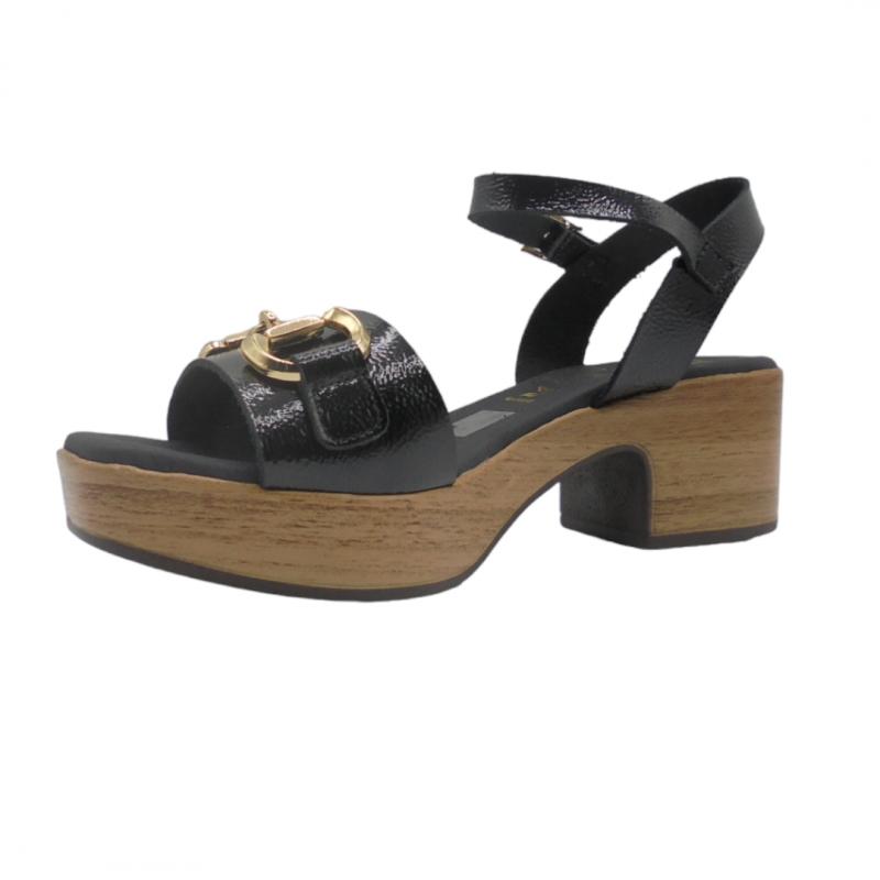 OH! MY SANDALS SANDALIA PIEL TACON MEDIO 5383 NEGRO