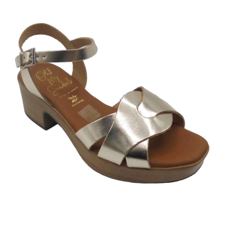 OH! MY SANDALS SANDALIA PIEL TACON MEDIO 5384 CHAMPAN