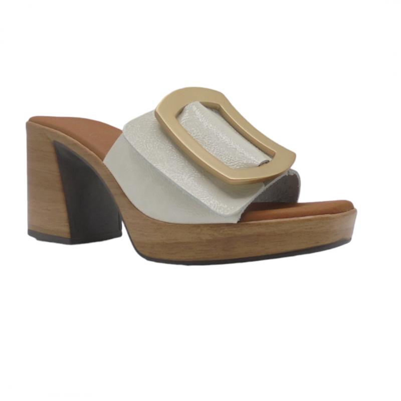 OH! MY SANDALS SANDALIA PIEL TACON TIPO ZUECO 5394 HIELO