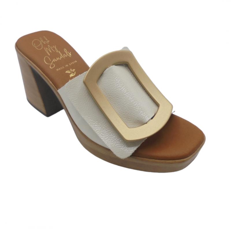 OH! MY SANDALS SANDALIA PIEL TACON TIPO ZUECO 5394 HIELO