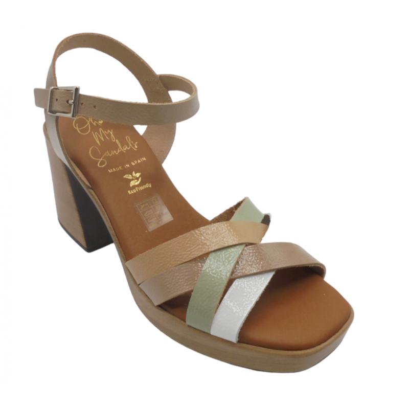 OH! MY SANDALS SANDALIA PIEL TACON VESTIR 5398 TAUPE COMBI