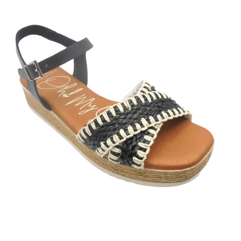 OH MY SANDALS SANDALIA MUJER PLATAFORMA MODELO 5429 NEGRO COMODAS Y ELEGANTES