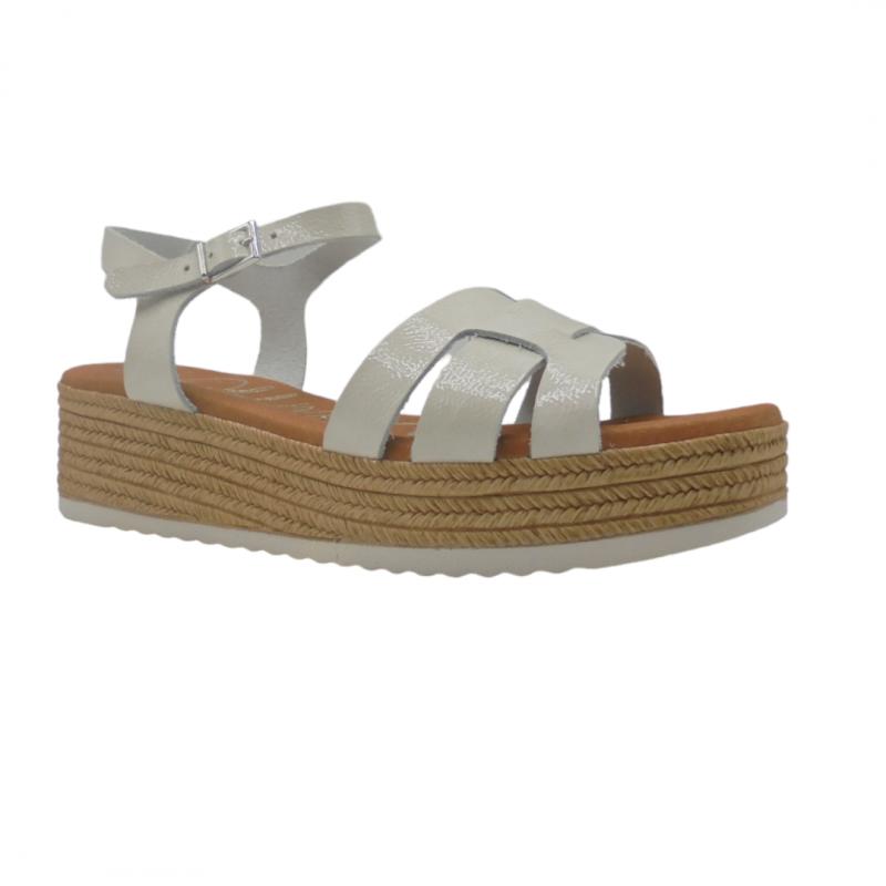 OH! MY SANDALS SANDALIA PLATAFORMA HEBILLAS PIEL 5439 HIELO COMODA 