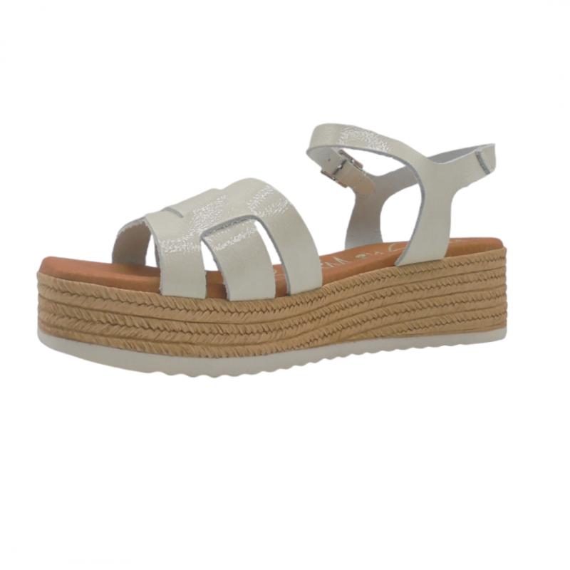 OH! MY SANDALS SANDALIA PLATAFORMA HEBILLAS PIEL 5439 HIELO COMODA 