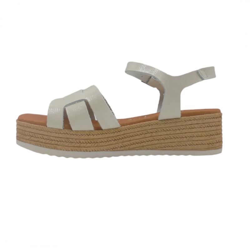 OH! MY SANDALS SANDALIA PLATAFORMA HEBILLAS PIEL 5439 HIELO COMODA 