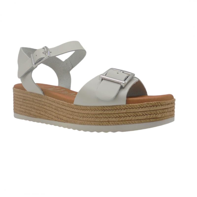 OH! MY SANDALS SANDALIA PLATAFORMA HEBILLAS PIEL 5441 HIELO COMODA 