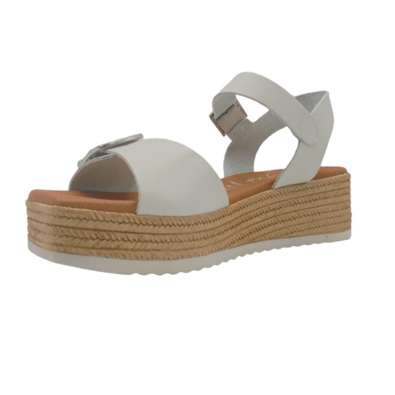 OH! MY SANDALS SANDALIA PLATAFORMA HEBILLAS PIEL 5441 HIELO COMODA 