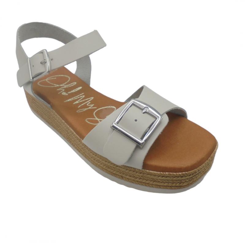 OH! MY SANDALS SANDALIA PLATAFORMA HEBILLAS PIEL 5441 HIELO COMODA 