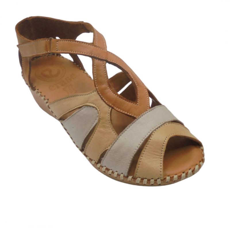 ERASE 793-50 SANDALIA CASUAL TALON CERRADO CIERRE VELCRO CUERO COMBI