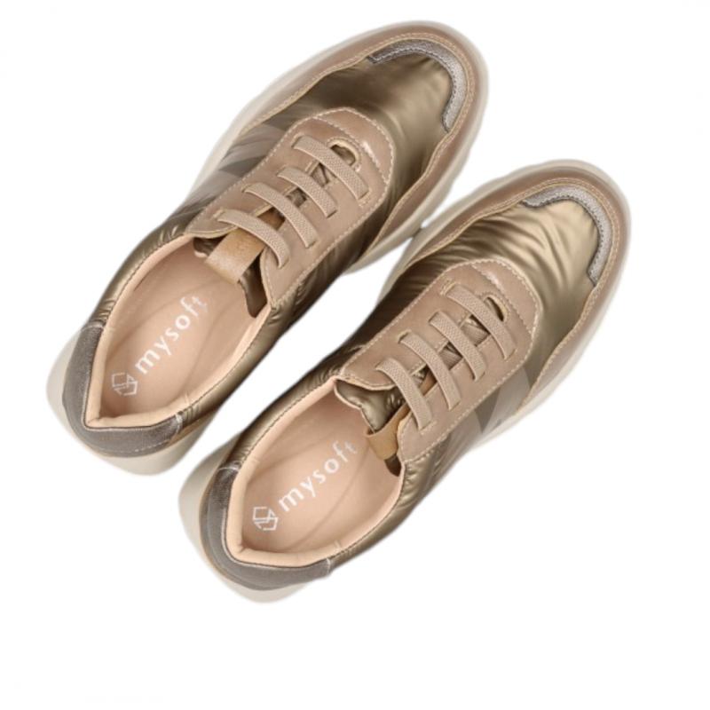 MYSOFT DEPORTIVA MUJER CASUAL MODELO 24M624 BEIGE CORDONES ELASTICOS