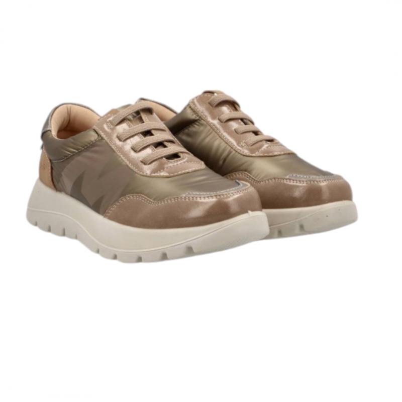 MYSOFT DEPORTIVA MUJER CASUAL MODELO 24M624 BEIGE CORDONES ELASTICOS