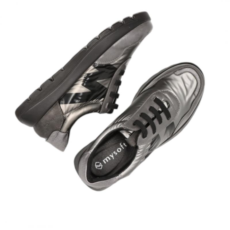 MYSOFT DEPORTIVA  MUJER CASUAL MODELO 24M624 ACERO CORDONES ELASTICOS