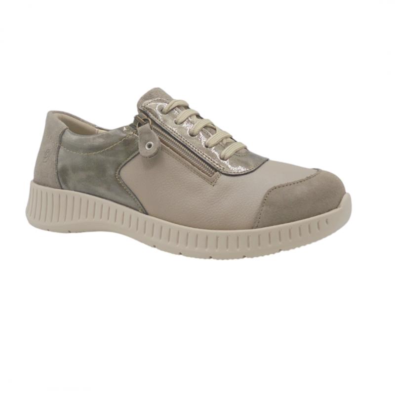 SUAVE BY LEYLAND 3302 BEIGE ZAPATO CORDONES Y CREMALLERA, PLANTILLA EXTRAIBLE