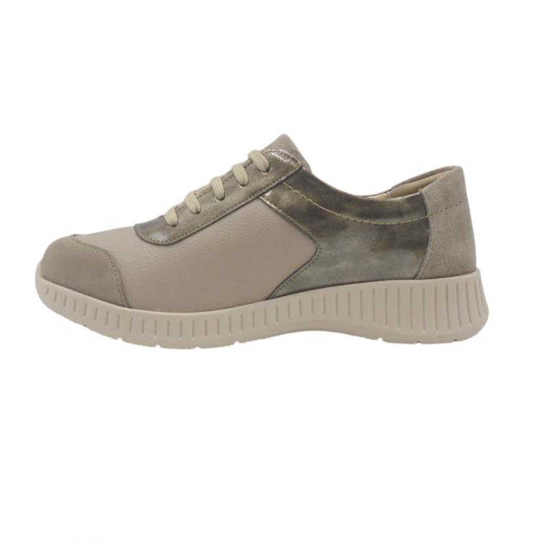 SUAVE BY LEYLAND 3302 BEIGE ZAPATO CORDONES Y CREMALLERA, PLANTILLA EXTRAIBLE