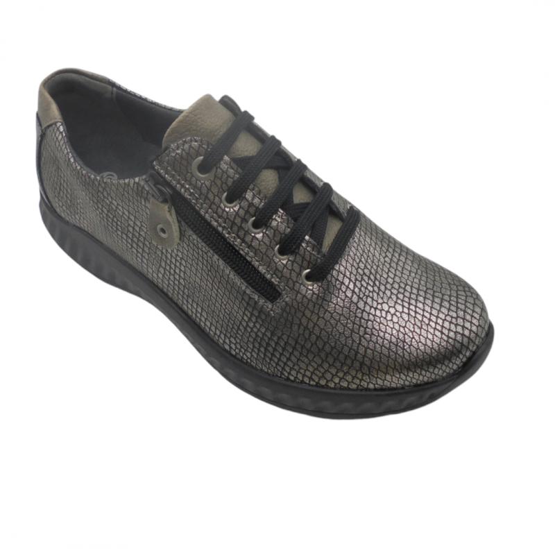 SUAVE BY LEYLAND 3758 NEGRO ZAPATO CORDONES Y CREMALLERA, PLANTILLA EXTRAIBLE