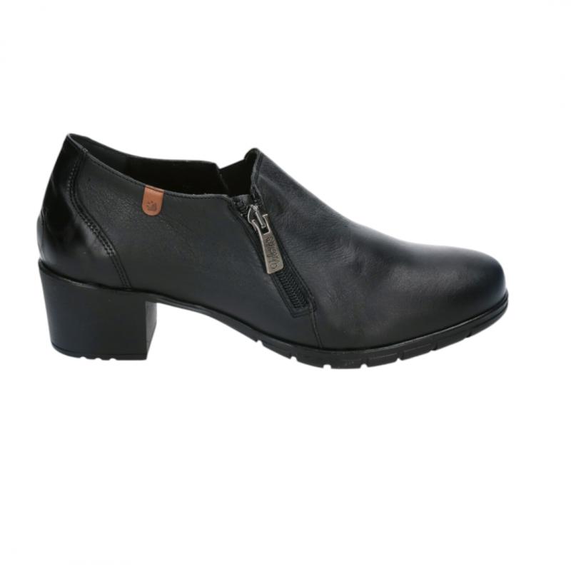 VALERIAS 9540 ZAPATO PIEL MUJER  NEGRO CIERRE CREMALLERA